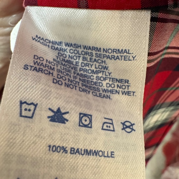 Lands’ End No Iron Supima Plaid Shirt – Size 14 – Red/Black/White - Picture 4 of 4